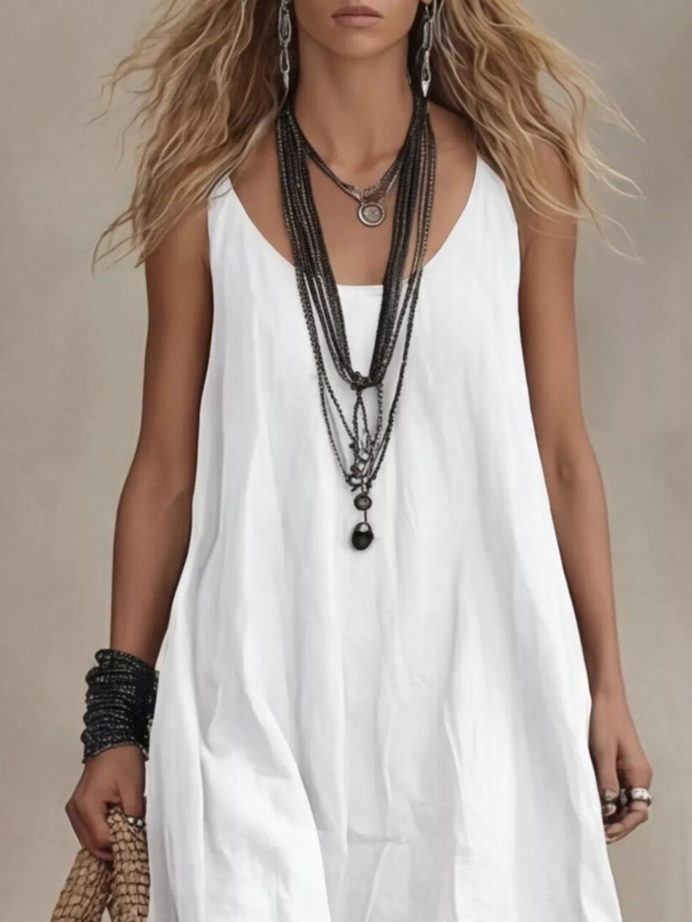 Scoop Neck Sleeveless Maxi Dress – Lightweight Casual Luxe Simmer & Fay