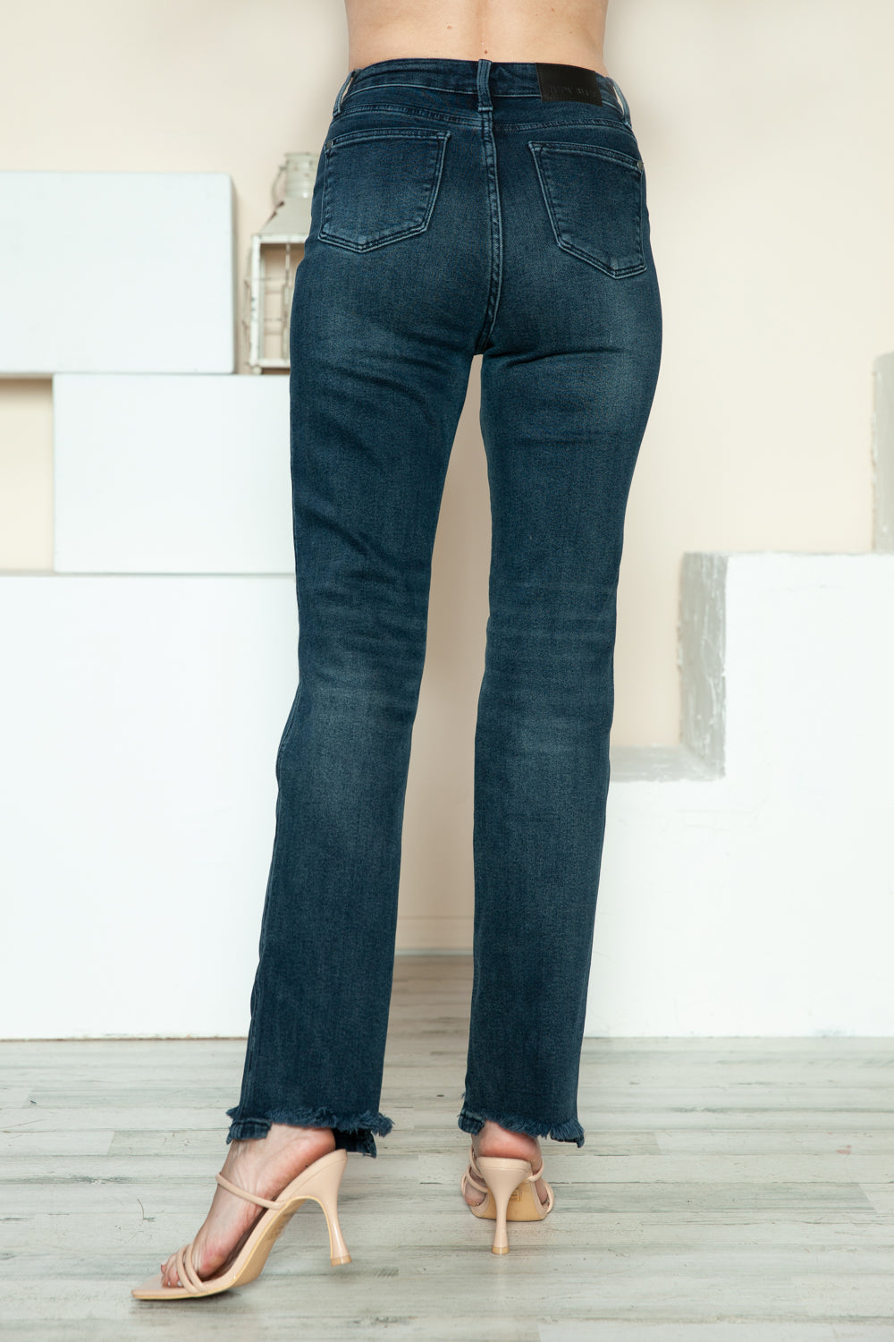 Button Fly Hem Destroy Straight Jeans Judy Blue   