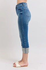 Skinny Cuff Capris Jeans with Pockets with Plus Size Judy Blue