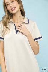 Striped Contrast Short Sleeve Shift Dress Umgee