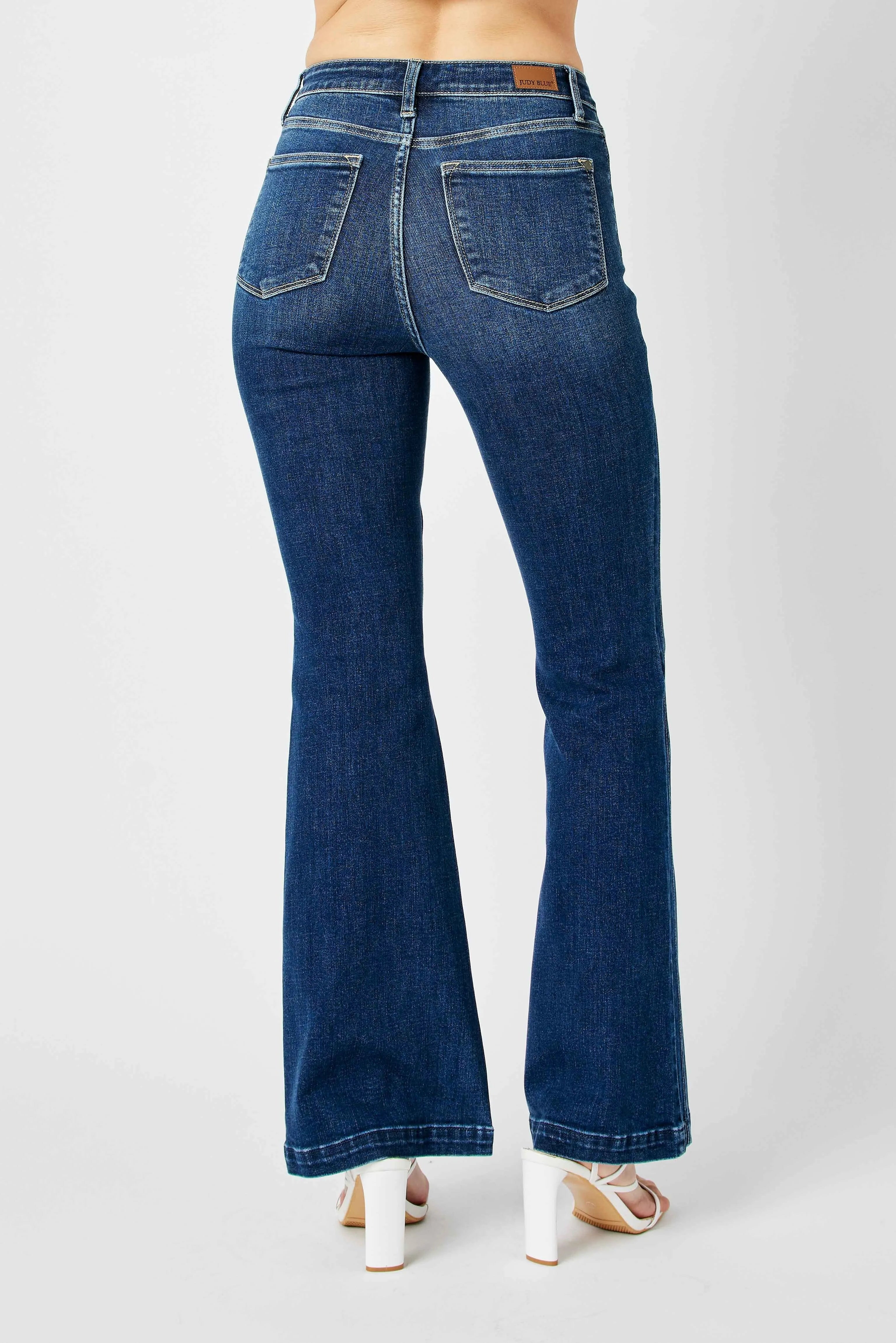 High Waist Angled Side Seam Detail Flare Jeans With Plus Size Judy Blue