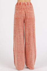 Mineral Wash Drawstring Elastic Waist Pants Mittoshop