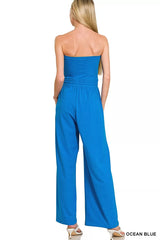 Tube Top Jumpsuit with Drawstring Waist ZENANA
