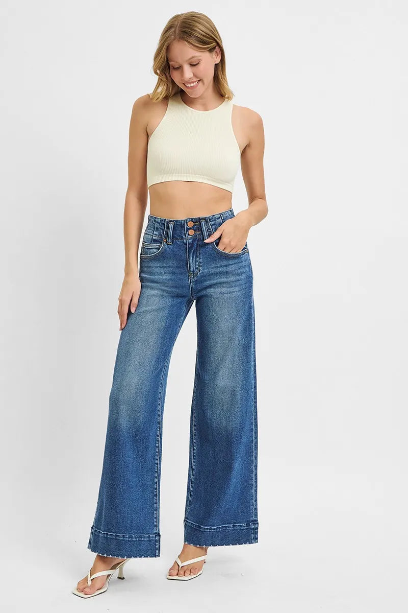High Rise Ankle Wide Seam Detailed Jeans With Plus Size Risen