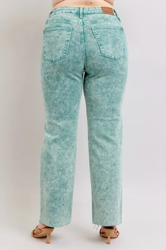 High Waist Garment Dyed Raw Hem Dad Jean Judy Blue