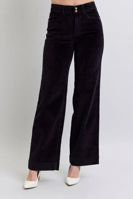 High Waist Corduroy Trouser Wide Plus Size Judy Blue BK 0(24)