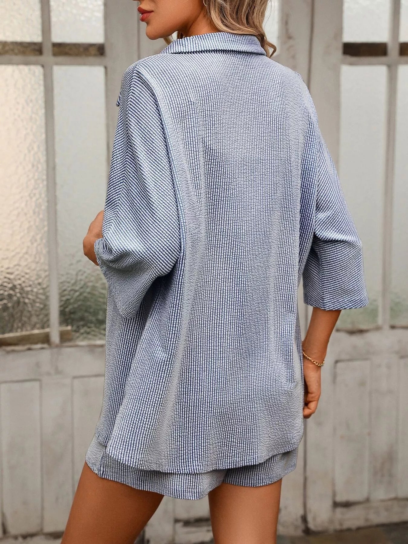 Textured Shirt and Shorts Set Simmer & Fay