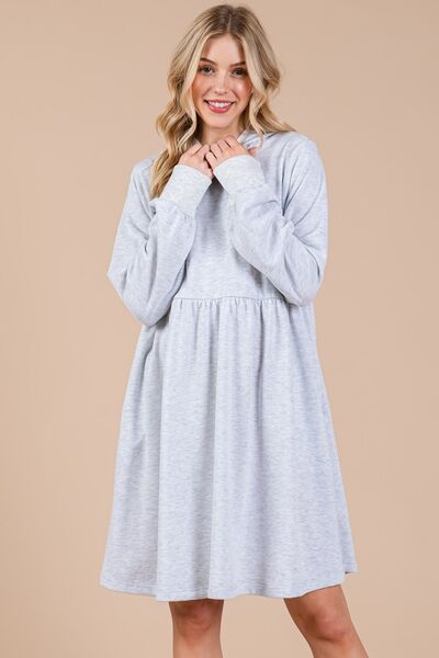 Long Sleeve Hooded Sweatshirt Pocket Dress Ces Femme