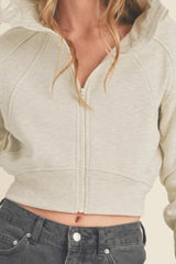 Zip Up Raglan Sleeve Cropped Hoodie Aemi + Co