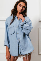 Button Down Stitch Detail Shirt with Chest Pockets BiBi   