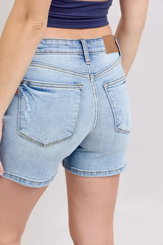 Mid Rise Washed Denim Shorts Judy Blue