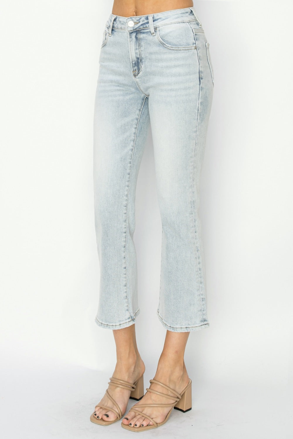 Mid Rise Cropped Flare Jeans Risen   