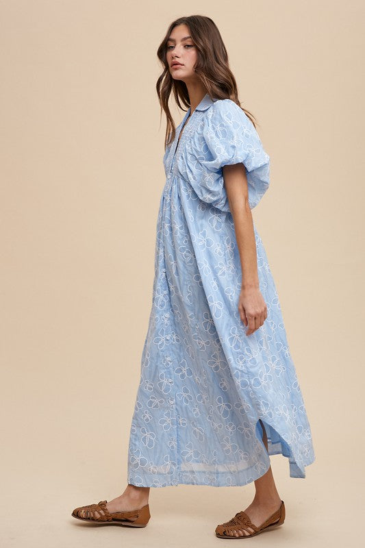 Annie Wear Floral Smock Detail Puff Sleeve Dress Annie Wear