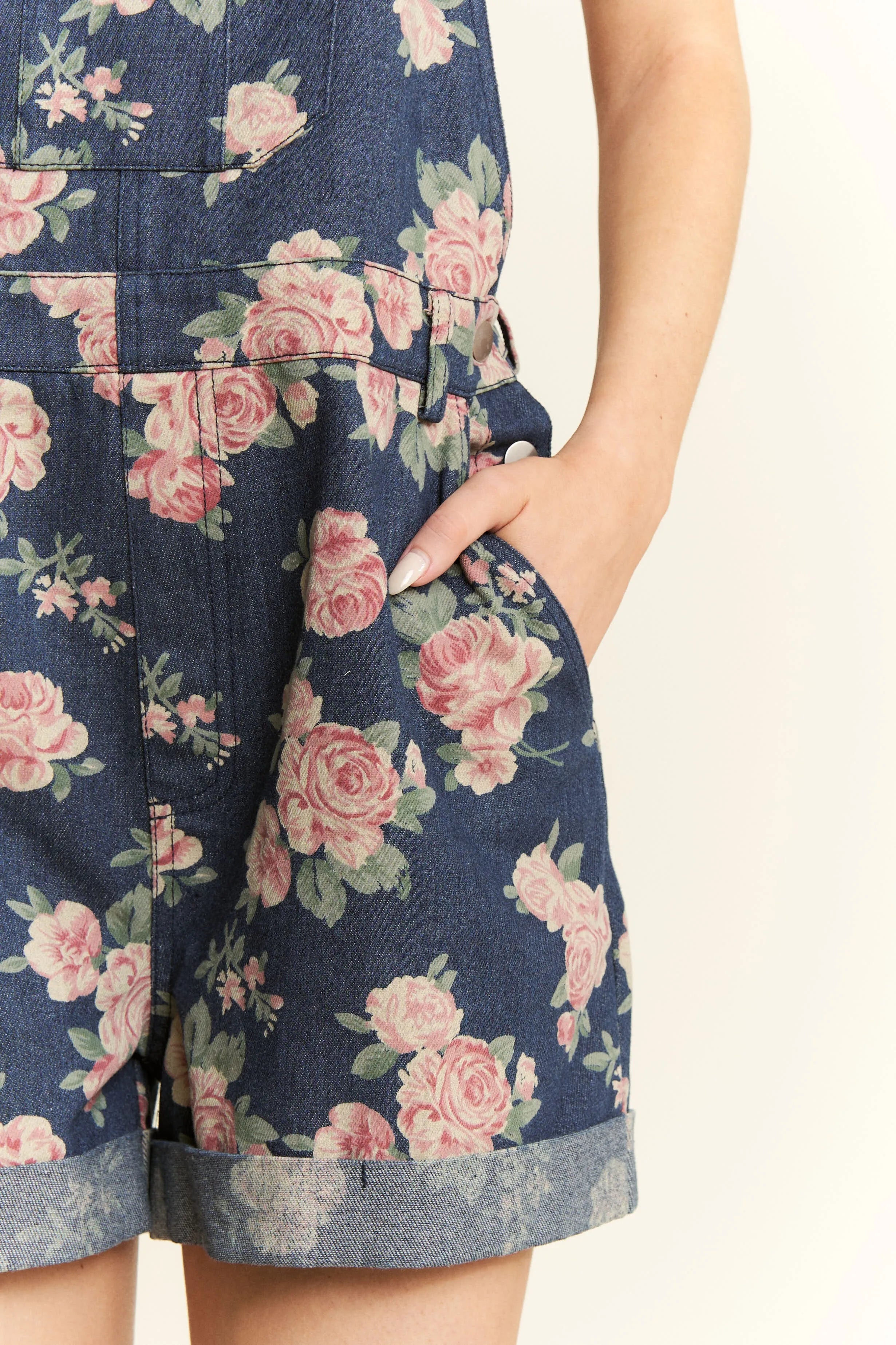 Floral Print Denim Romper Jade By Jane