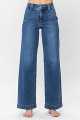 Double Button Wide Leg Jeans Judy Blue Medium 0(24) 