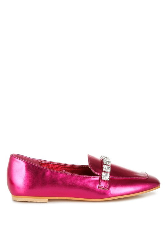 Celosia Metallic Diamante Strap Loafers Rag Company   