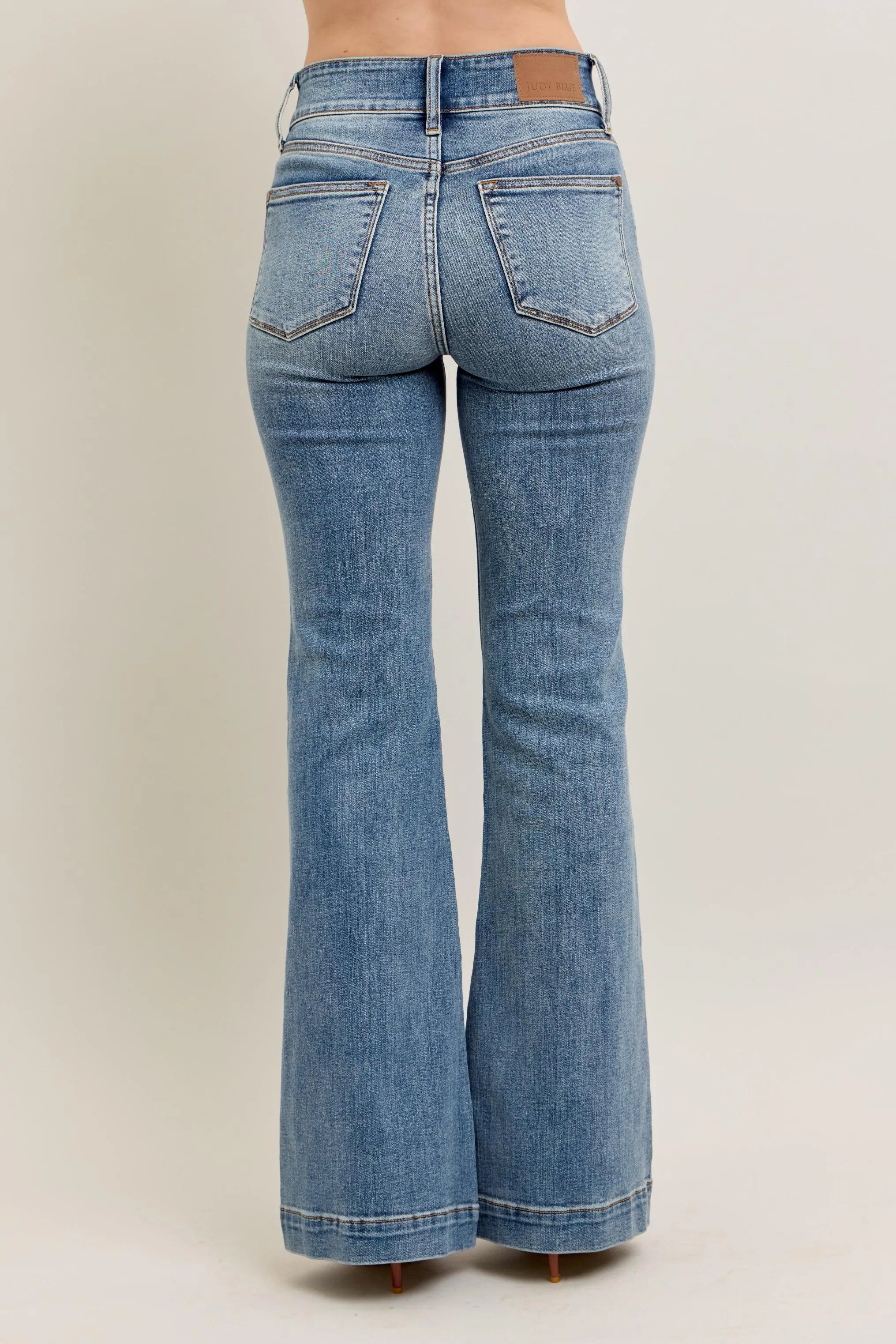 High-Waist Flare Denim Jeans with Front Seam With Plus Size Judy Blue
