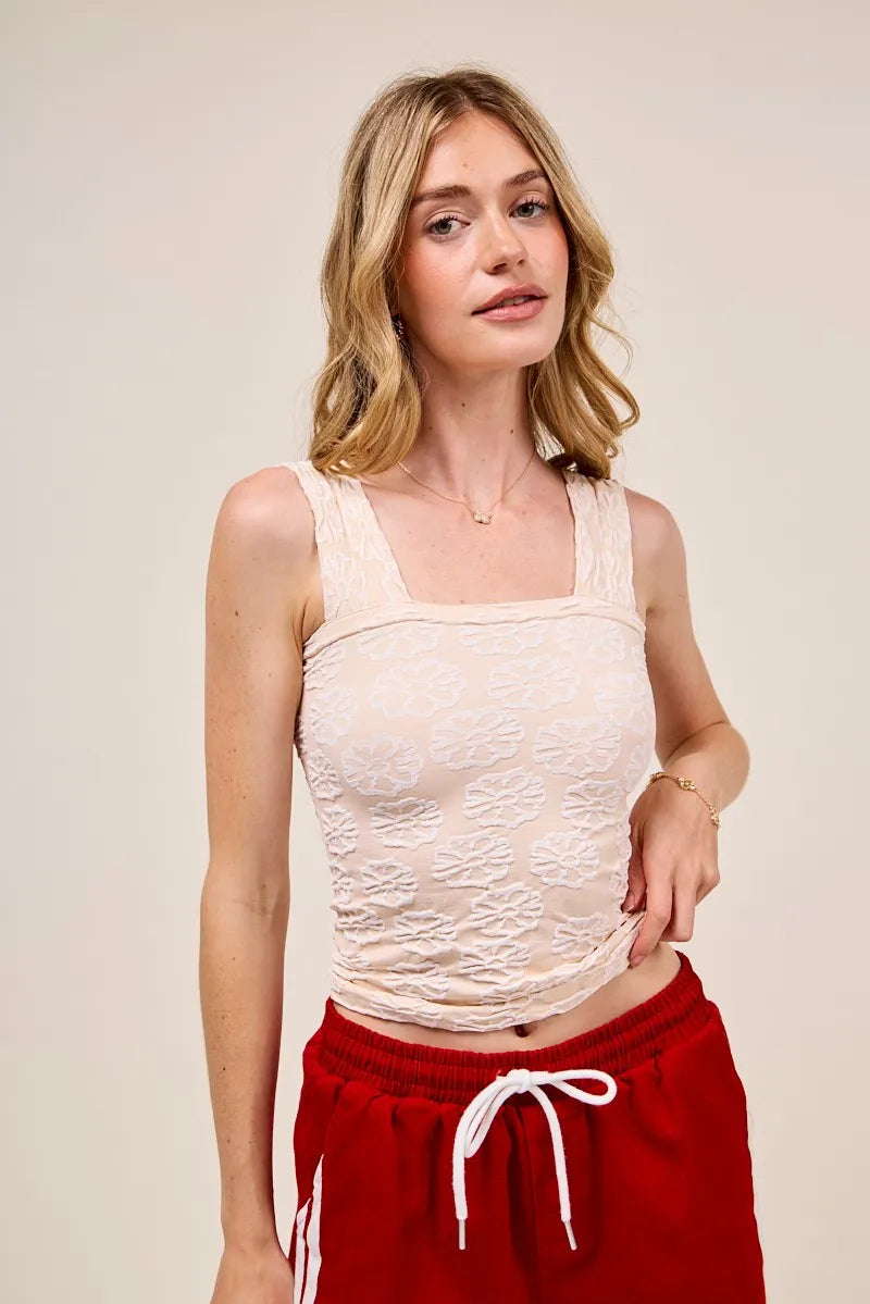 Two Tone Floral Seamless Tank Top So Me