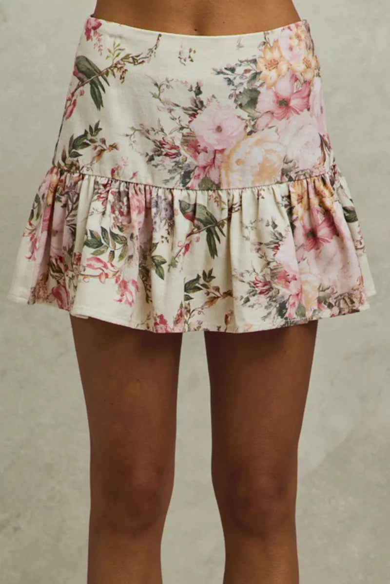 Floral Print Fit and Flare Mini Skirt So Me