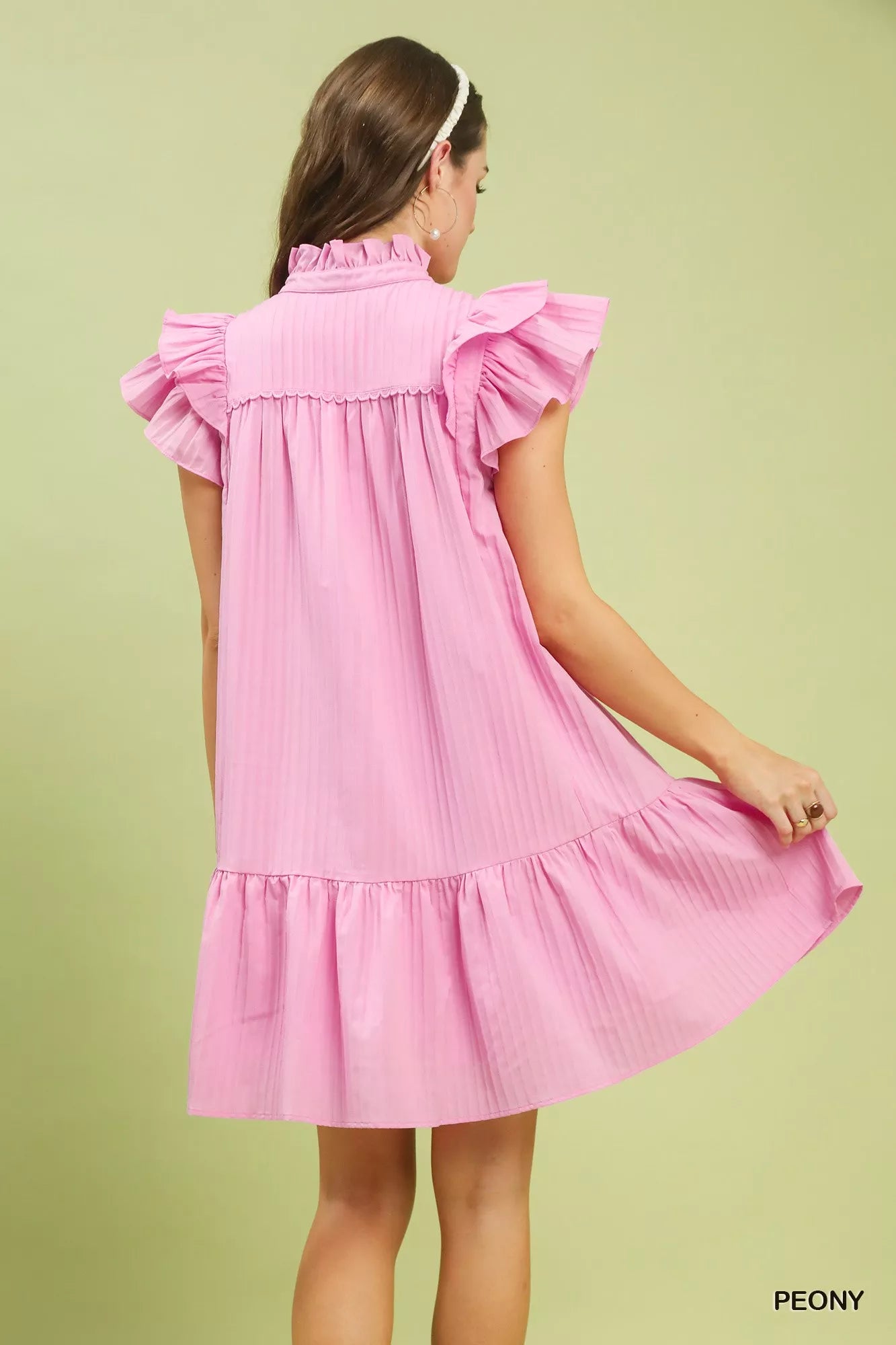 Flutter Sleeve Tiered Dress Umgee