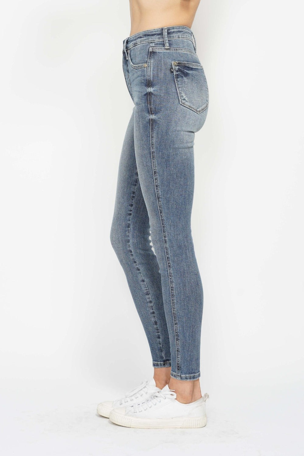 Tummy Control Contrast Wash Skinny Jeans Judy Blue   