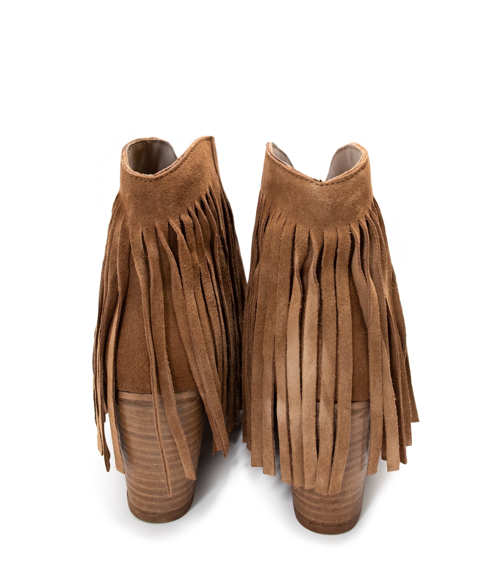 Amos Fringe Ankle Bootie in Tan Suede Naughty Monkey   