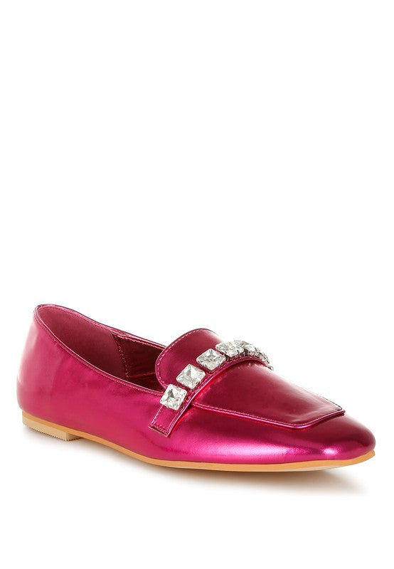 Celosia Metallic Diamante Strap Loafers Rag Company   