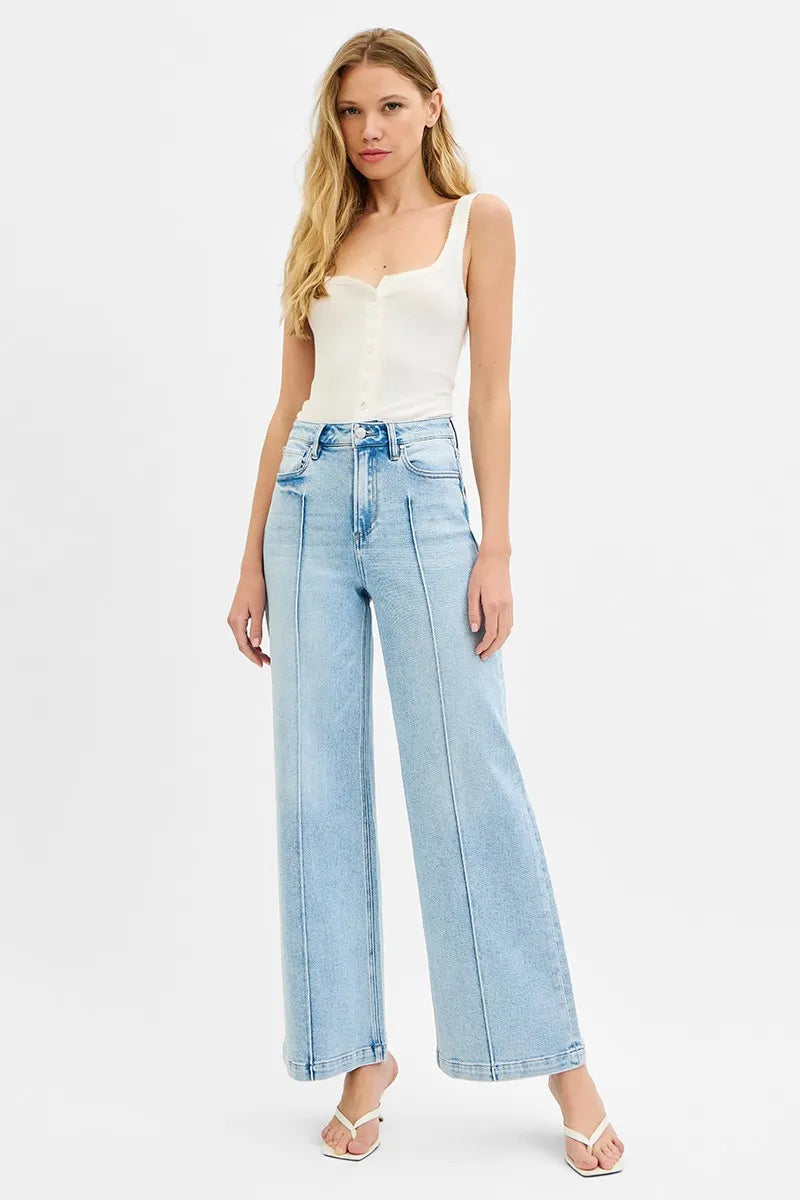 High Waist Wide Leg Pintuck Detailed Plus Size Risen