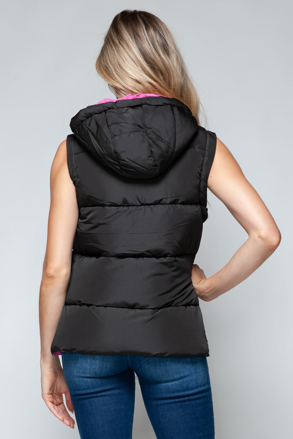 Snap and Zip Closure Hooded Vest Snobbish   