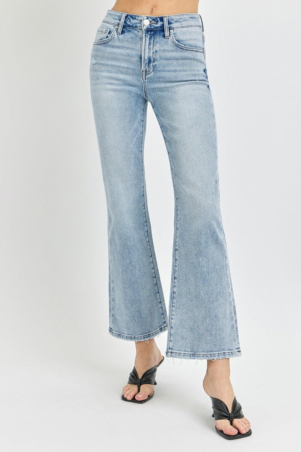 High Rise Ankle Flare Jeans Risen   