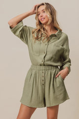Crinkle Gauze Shirt and Short Set BiBi SAGE S