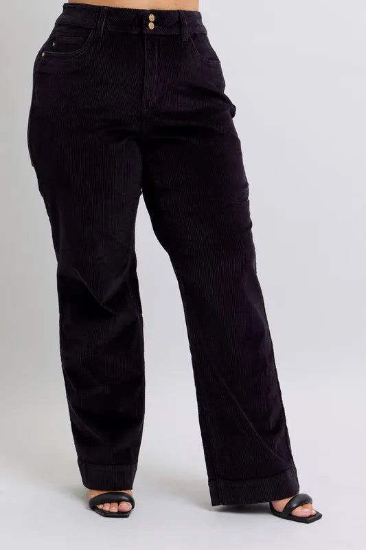 High Waist Corduroy Trouser Wide Plus Size Judy Blue