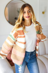 Button Down Striped Sweater Cardigan Haptics   