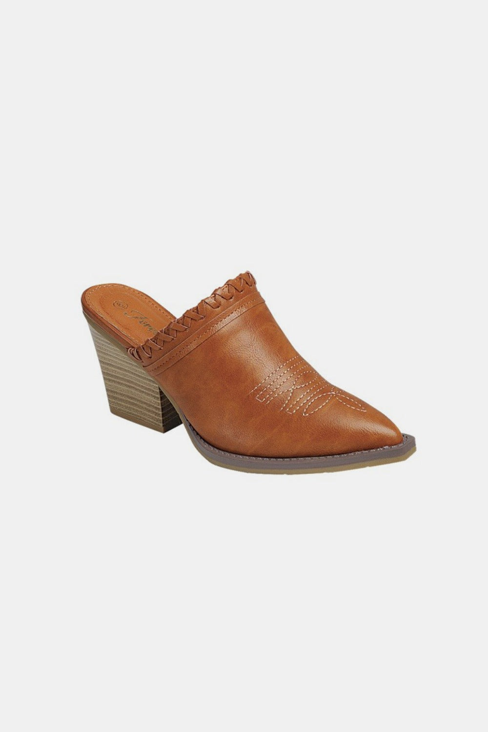 Tan Pointy Toe Slip On Chunky Mules Forever Link Tan 6 