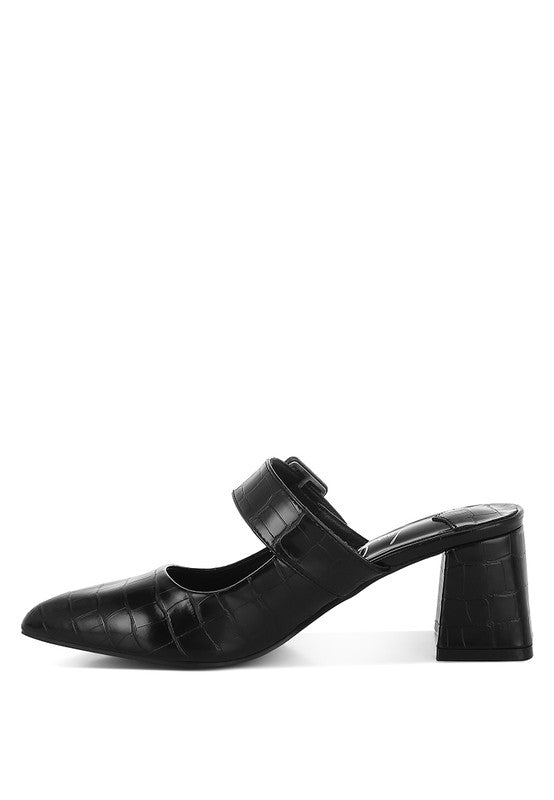 Pinacola Croco Buckle Strap Detail Mules Rag Company