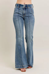 High-Waist Flare Denim Jeans with Front Seam With Plus Size Judy Blue MD 0(24)
