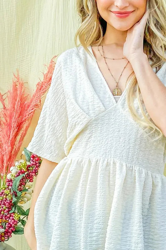 Textured and Soft V Neck Casual Top And the Why