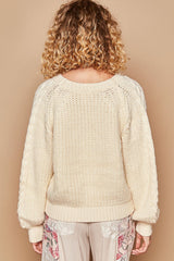 Cable Knit Cutout Long Sleeve Sweater POL   