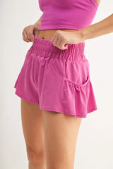 Smocked High Waist Shorts Mono B