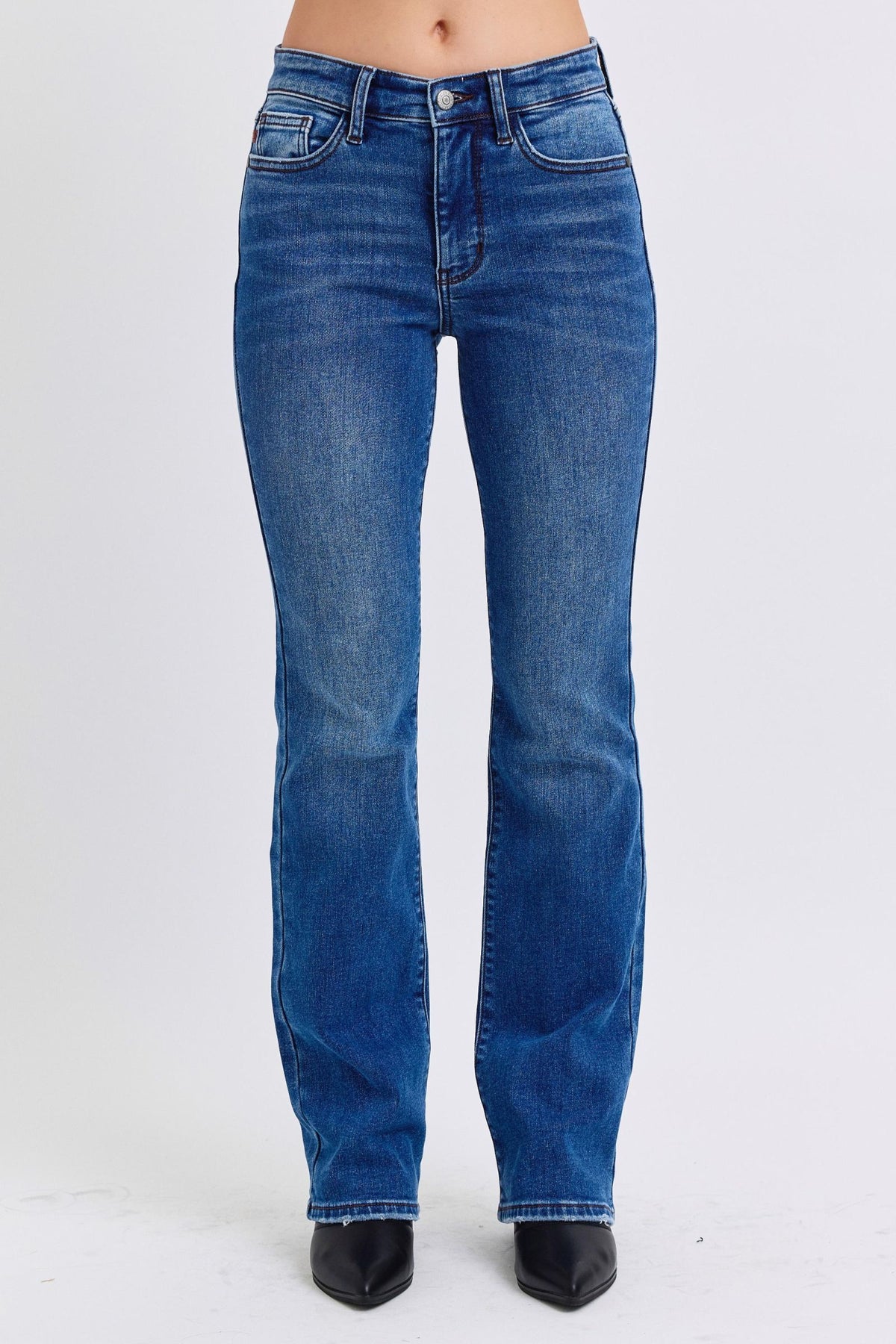 Mid-Rise Bootcut Jeans with Pockets Judy Blue Dark 0(24)