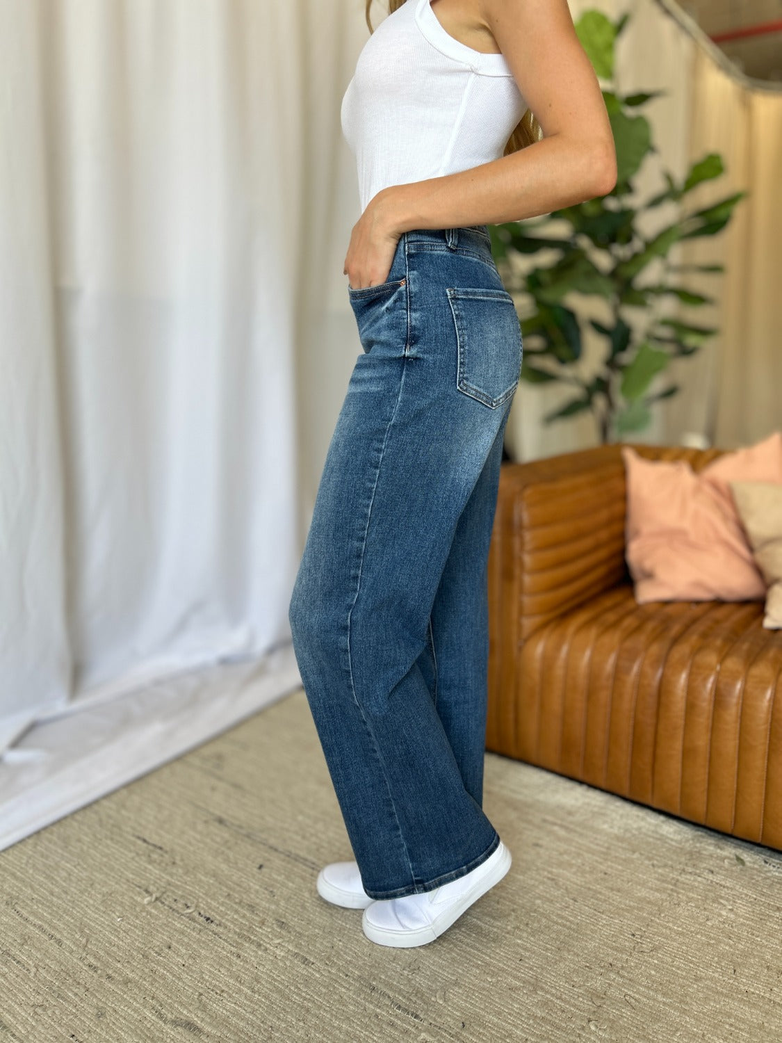 High Rise Tummy Control Wide Leg Jeans RFM   