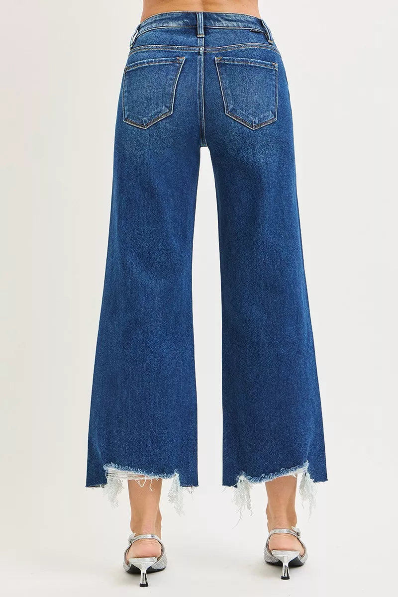 High Rise Crop Wide Leg Jeans Risen