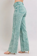 High Waist Garment Dyed Raw Hem Dad Jean Judy Blue