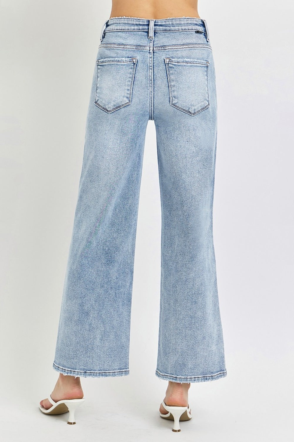 Tummy Control High Rise Crop Wide Leg Jeans Risen   