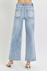 Tummy Control High Rise Crop Wide Leg Jeans Risen   