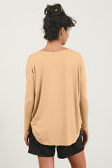 Draped Drop Shoulder V-neck Long Sleeve Top HYFVE   