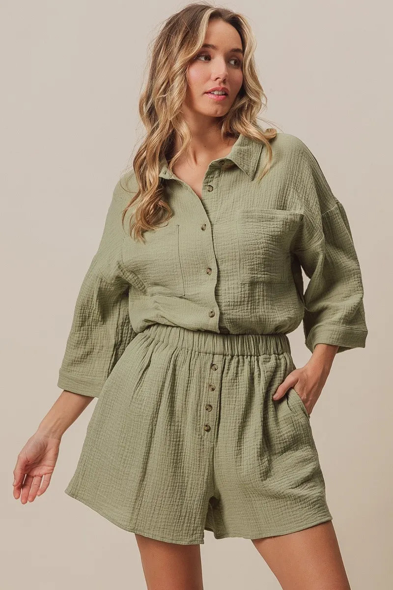 Crinkle Gauze Shirt and Short Set BiBi