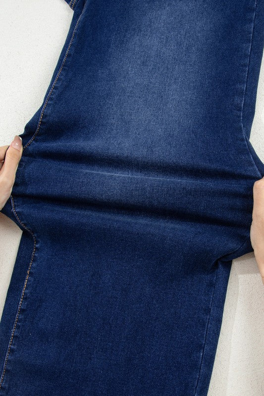 Denim High Waist Patch Pocket Straight Leg Jeans JUNIPER BLVD