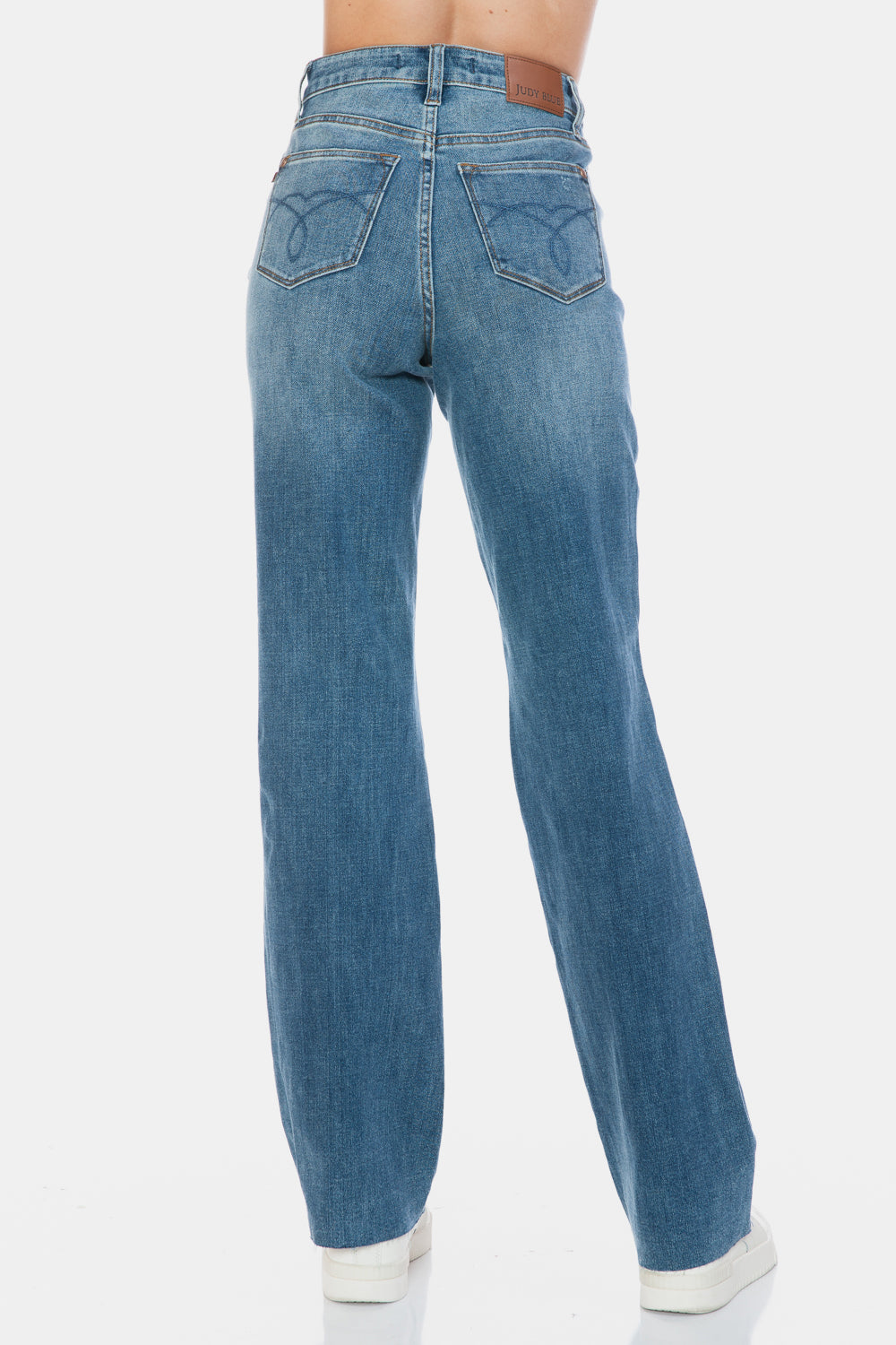 Tummy Control Cut Raw Hem Straight Jeans Judy Blue   