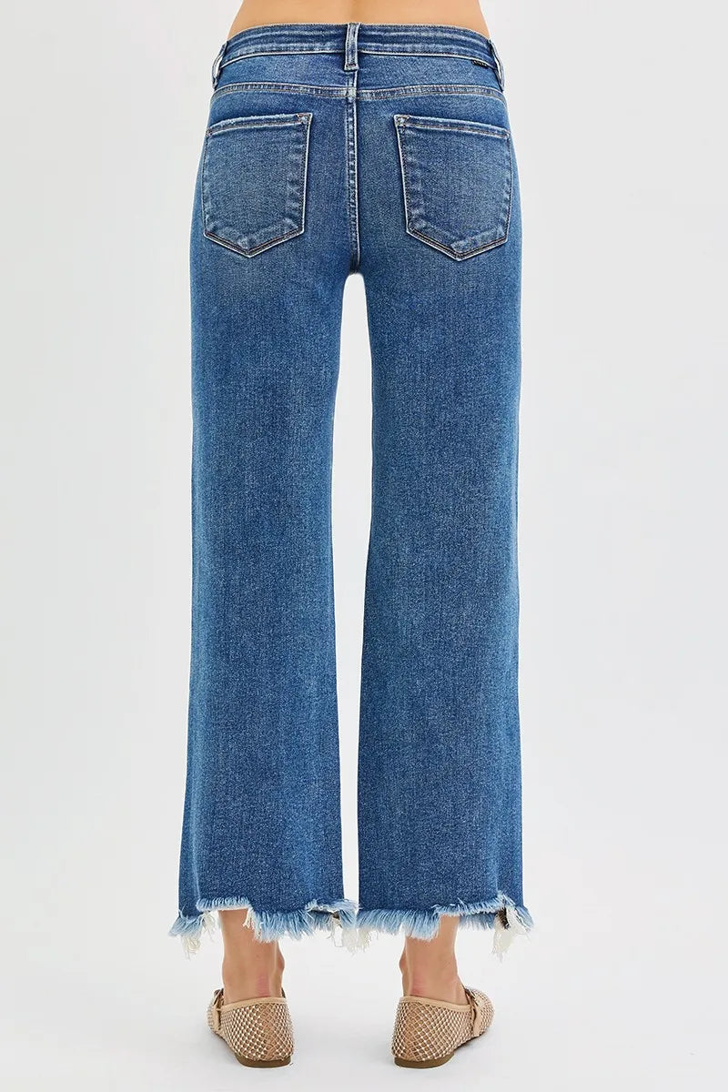 Mid Rise Crop Straight Jeans With Plus Size Risen